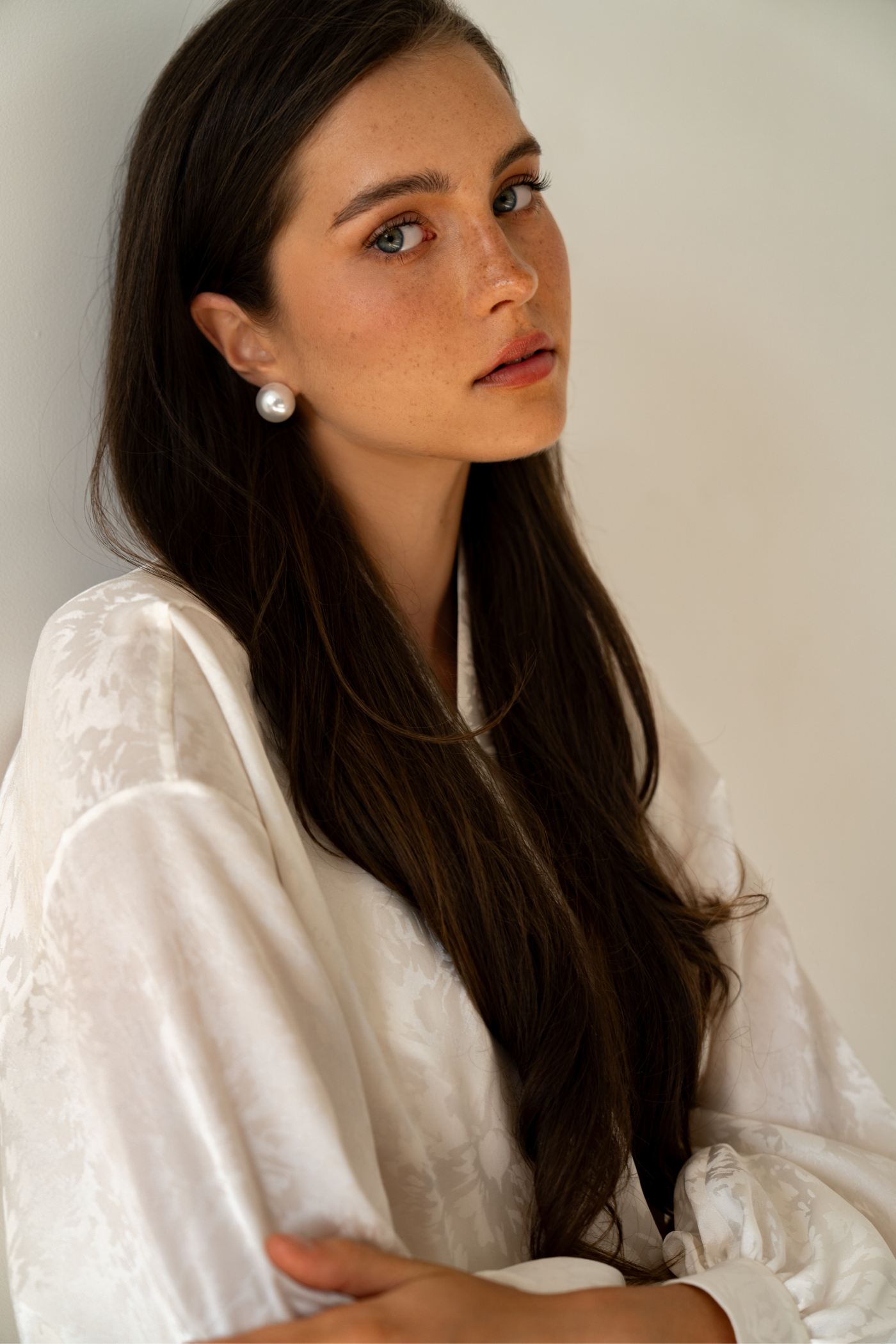 Crème Silk Kimono with top