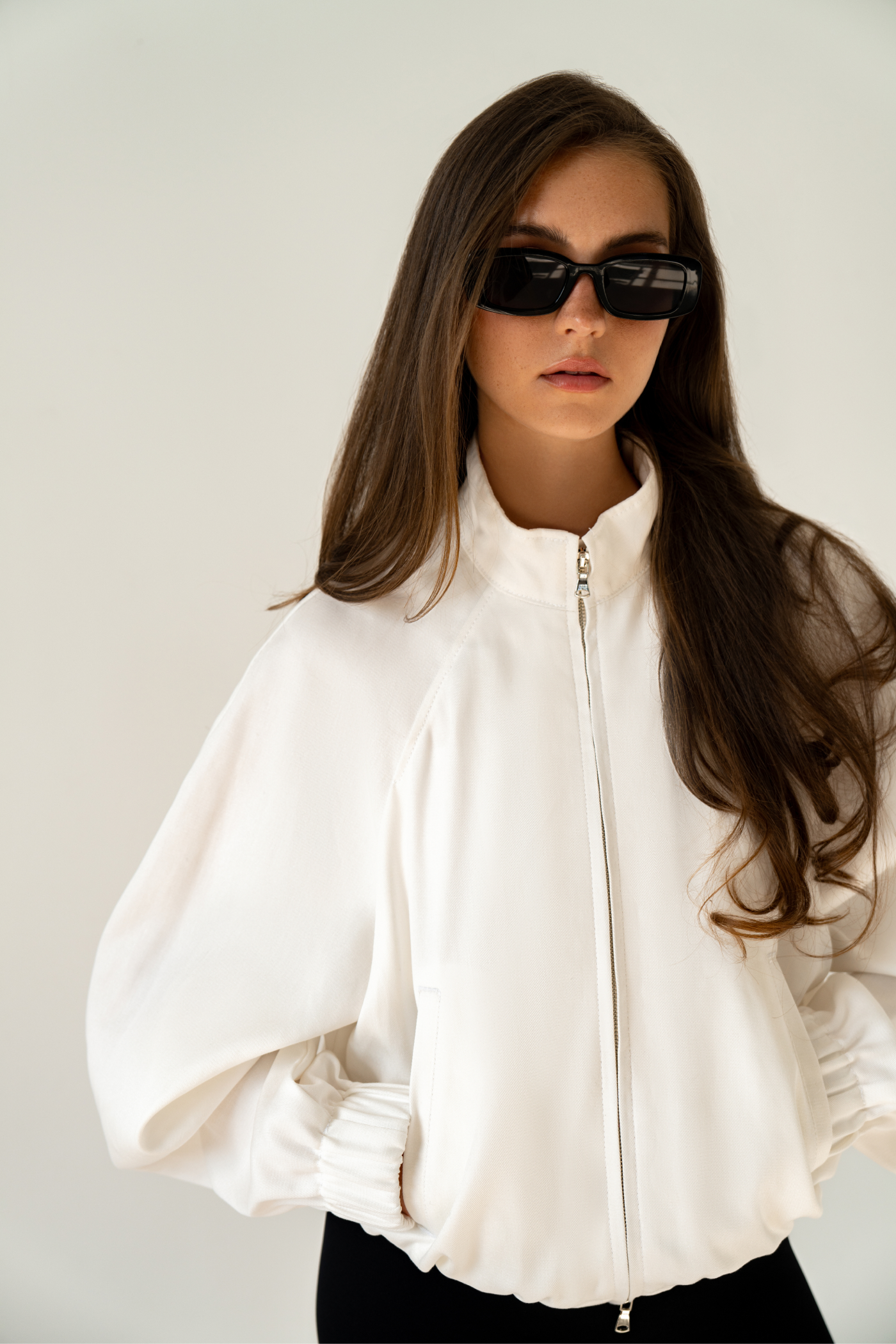 White bomber jacket