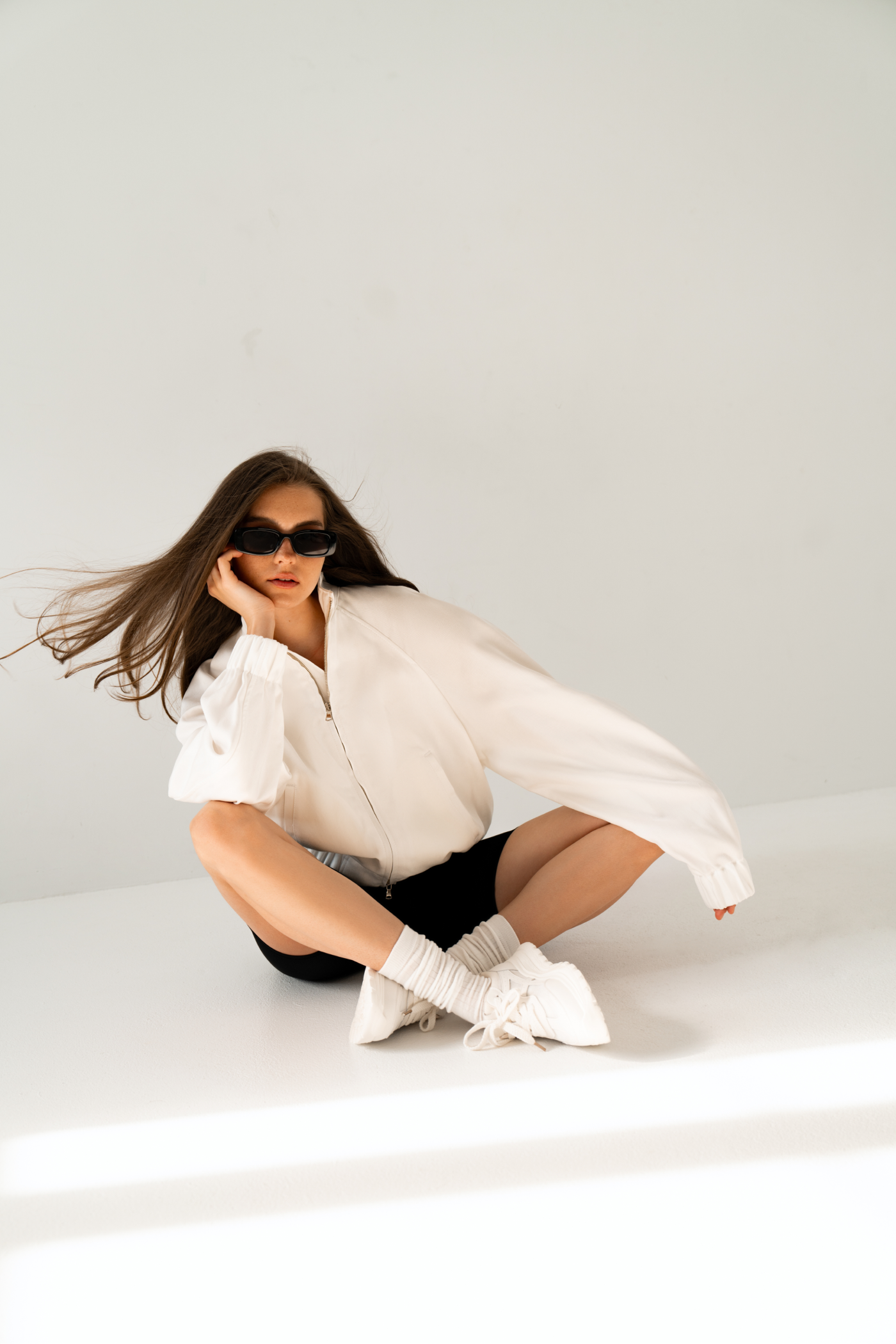 White bomber jacket
