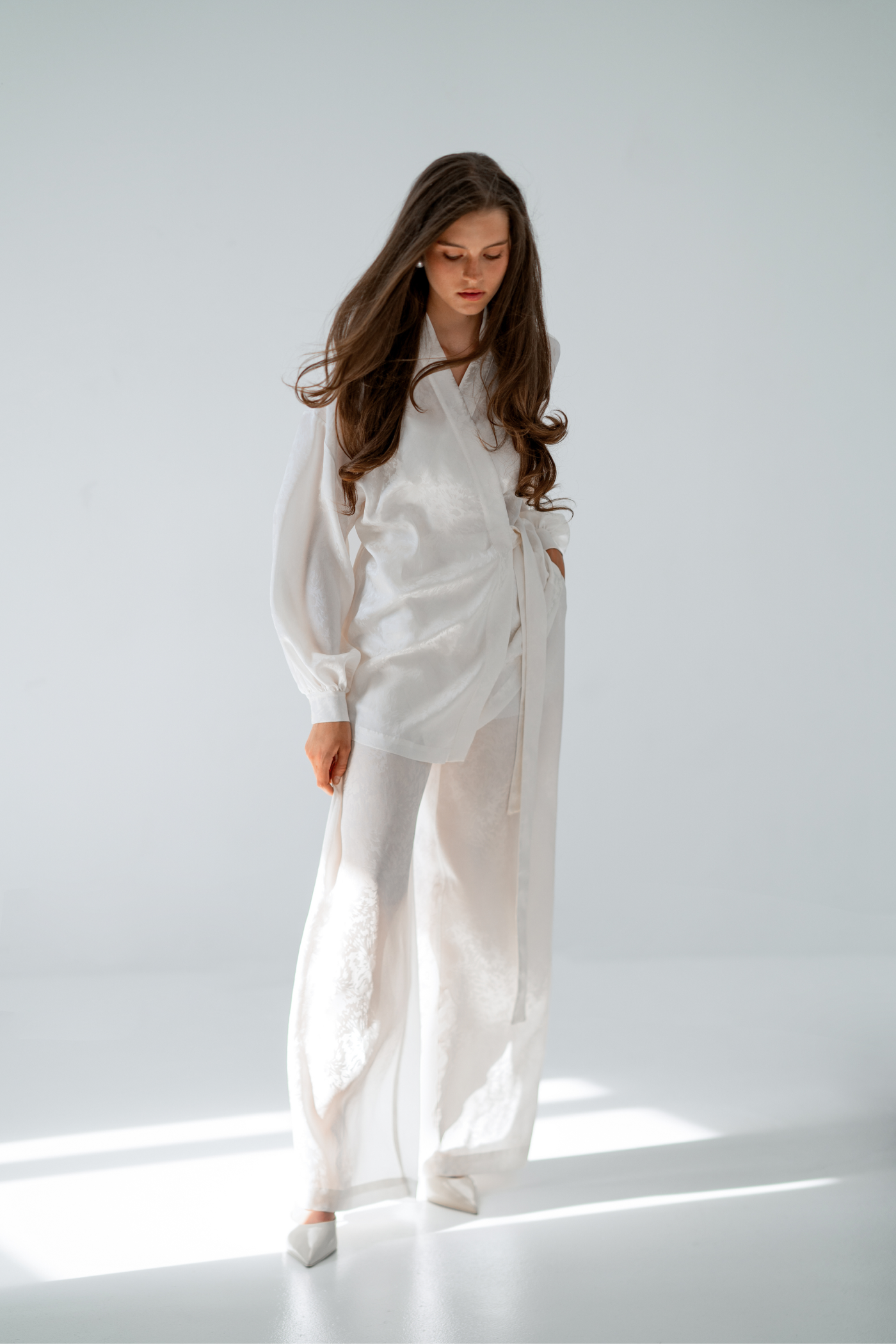Crème Silk Kimono with top