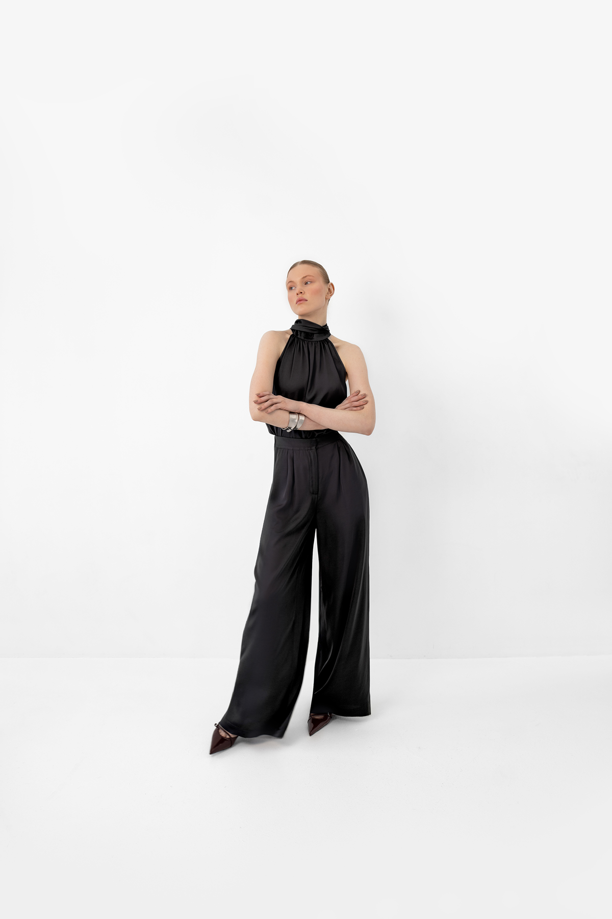 Off-Shoulder Viscose Top "Gray Whisper"