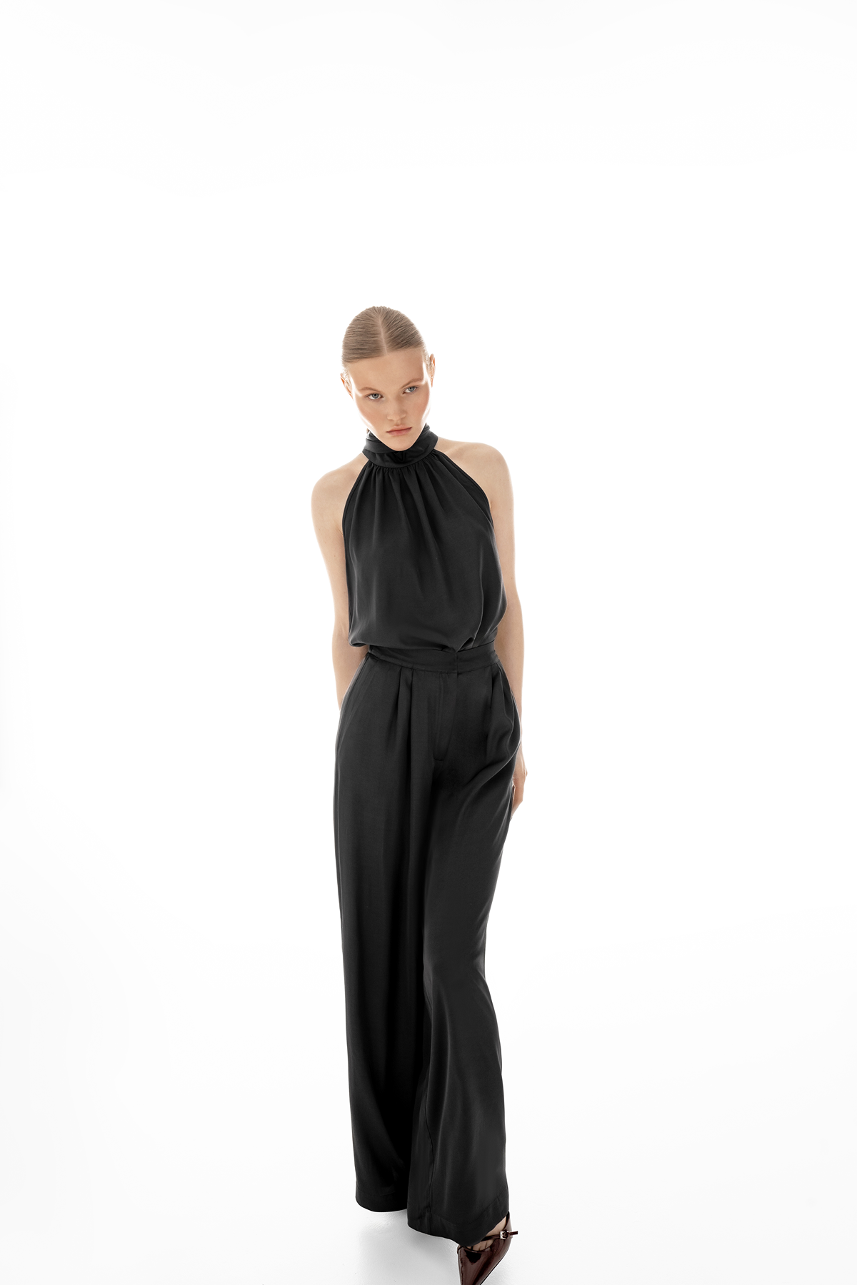 Off-Shoulder Viscose Top "Gray Whisper"