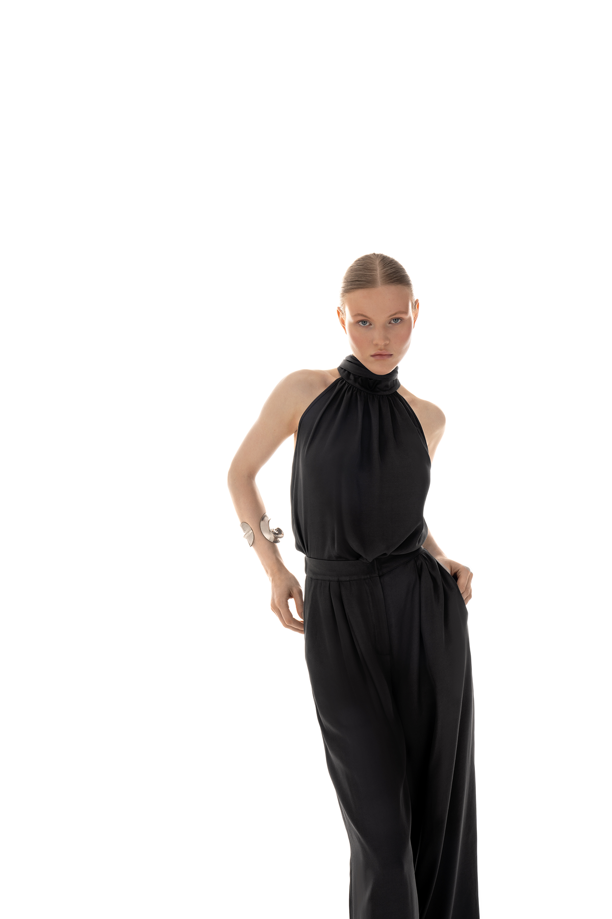 Off-Shoulder Viscose Top "Gray Whisper"