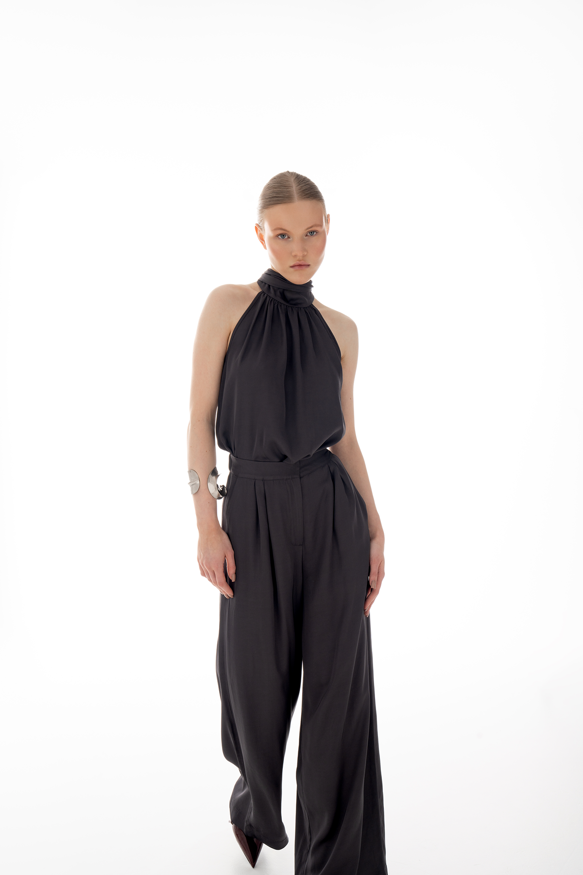Off-Shoulder Viscose Top "Gray Whisper"