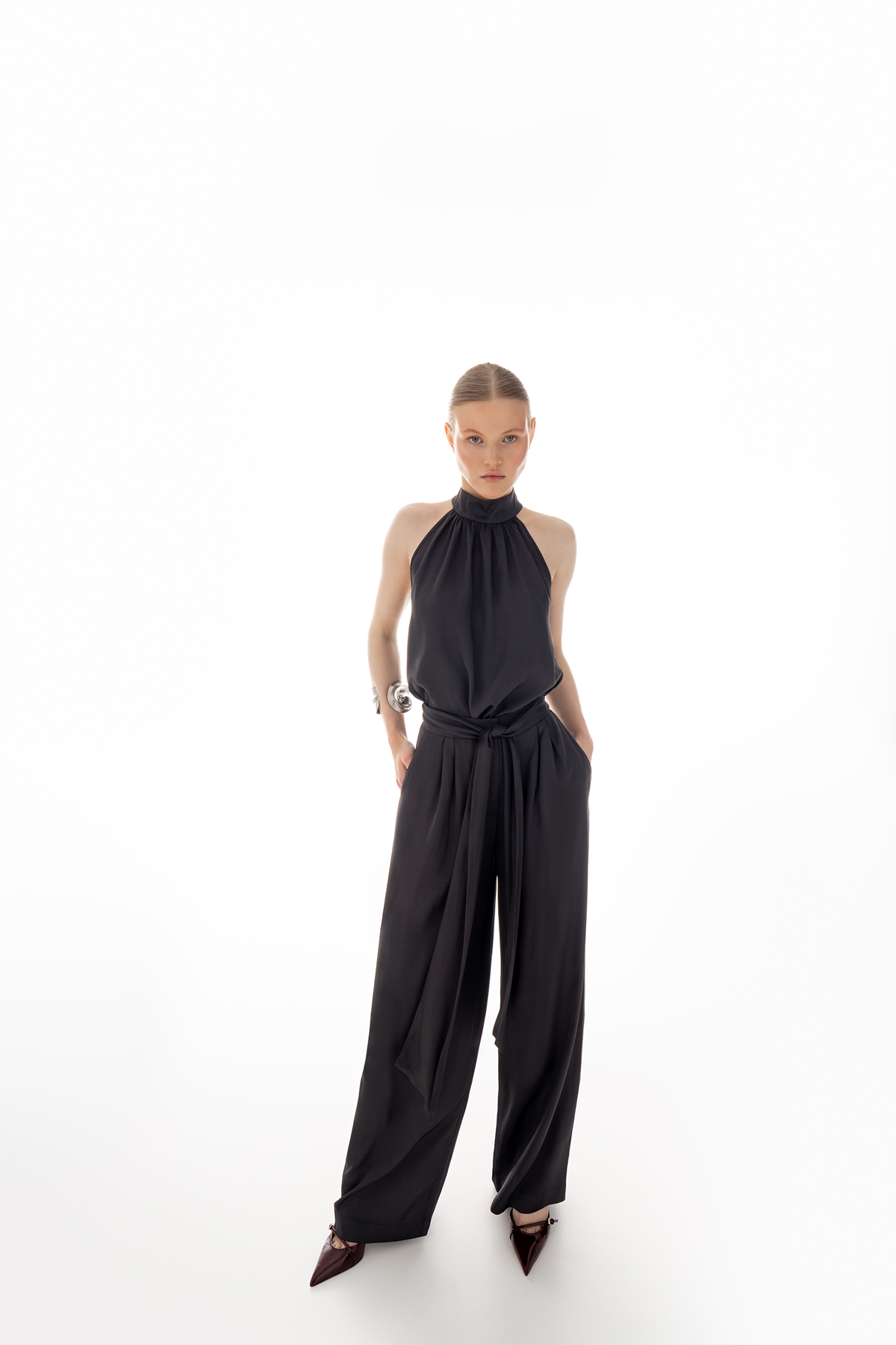 Off-Shoulder Viscose Top "Gray Whisper"