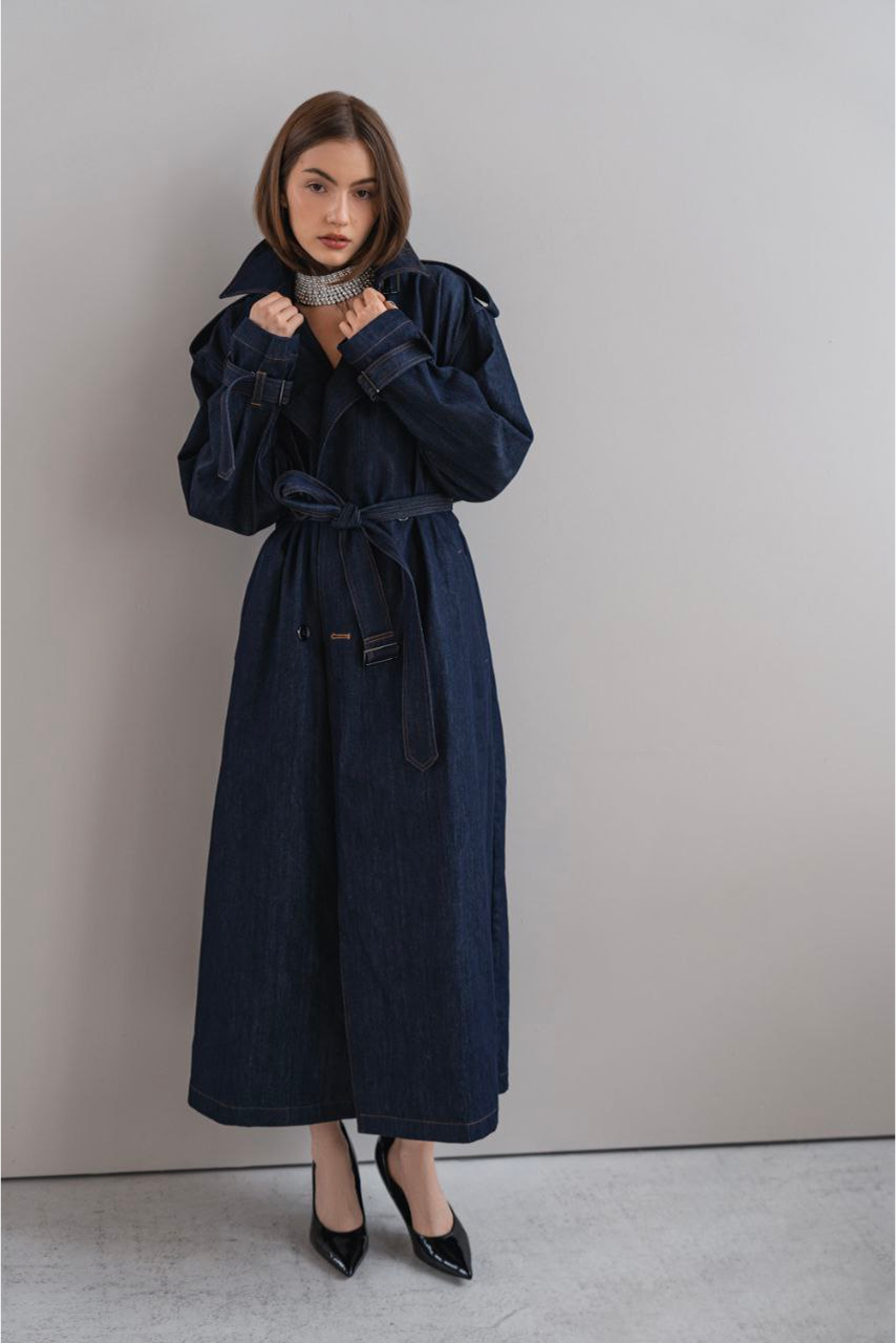 Denim trench