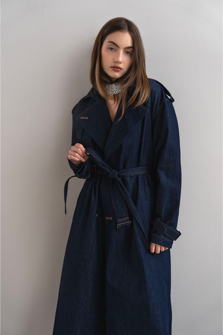 Denim trench