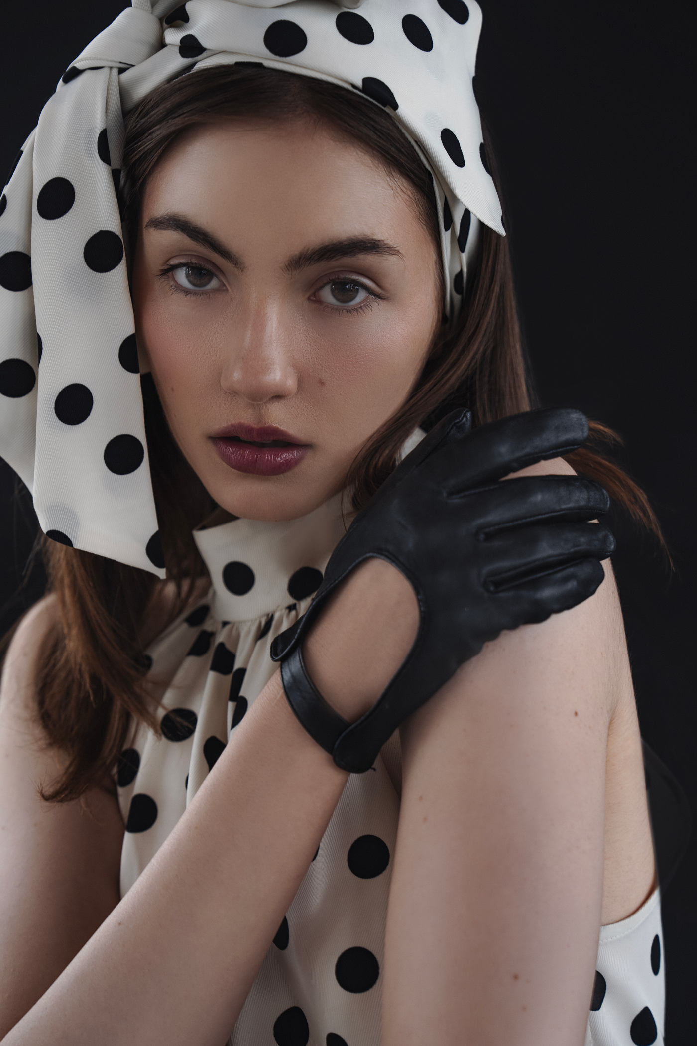 Off-Shoulder Viscose Top "Polka dot Whisper"