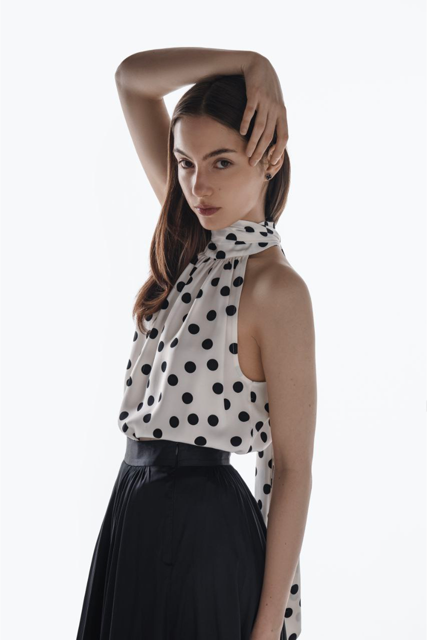 Off-Shoulder Viscose Top "Polka dot Whisper"