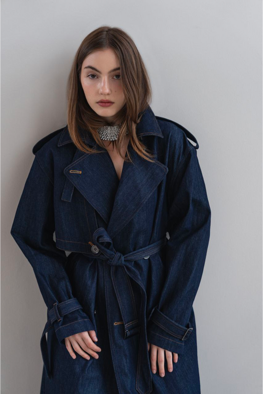 Denim trench