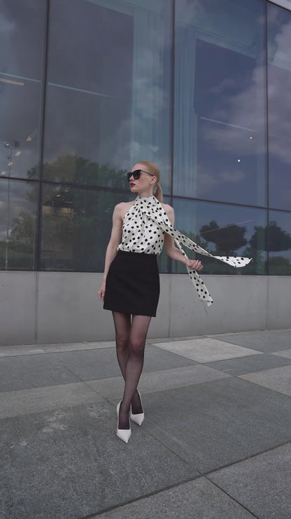 Off-Shoulder Viscose Top "Polka dot Whisper"