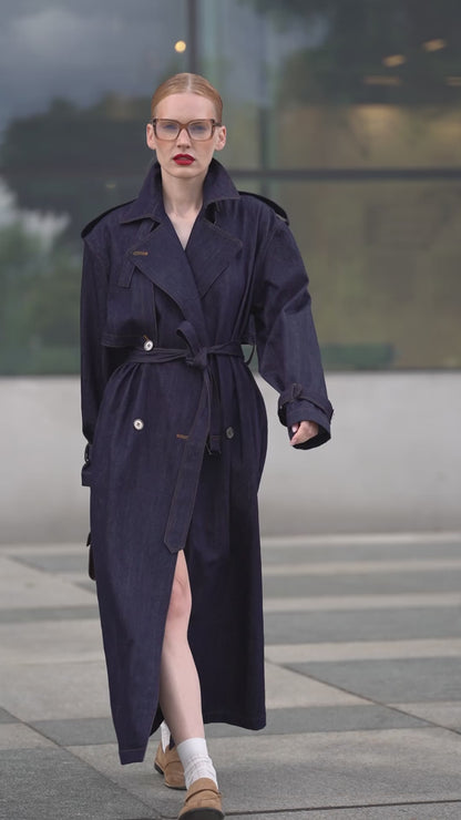 Denim trench